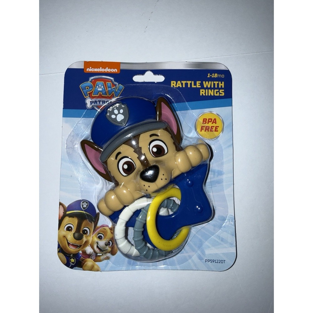 Nickelodeon Paw Patrol Baby Rattle Teether Chase BPA Free 1–18mo New Sealed